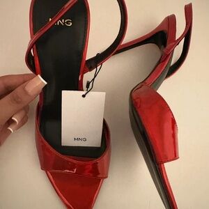 Mango Shiny Scarlet Heels